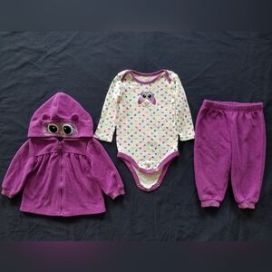 Adorable Purple Owl Kids Matching Set